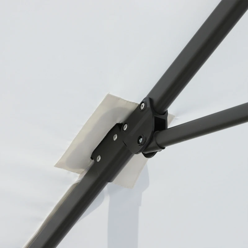 Outsunny 8ft x 8ft Square Offset 360 Cantilever Market Patio Umbrella with Cross Base Off White