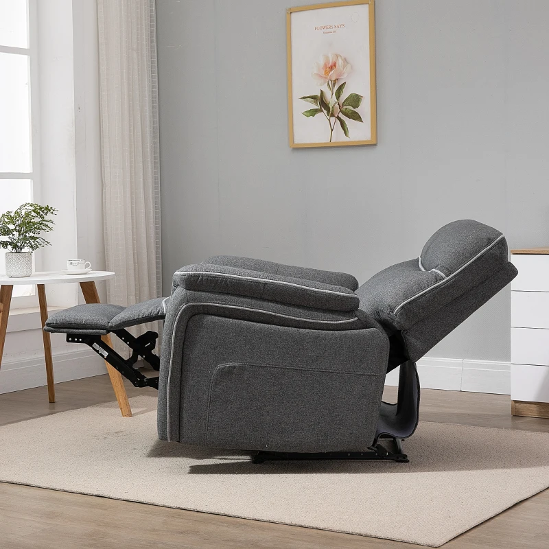 HOMCOM Manual Recliner Armchair with Thick Padded Headrest, Back and Footrest and Adjustable 150 Degree Angle, Grey