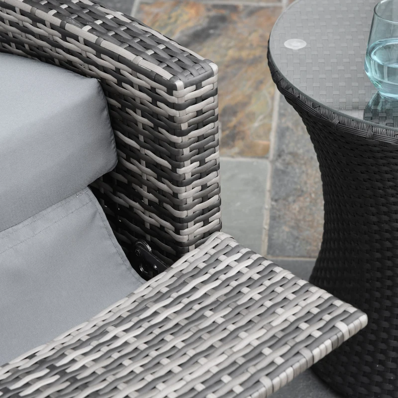 Outsunny Outdoor Wicker Swivel Recliner Chair, Reclining Backrest, Lifting Footrest, 360° Rotating Basic, Gray