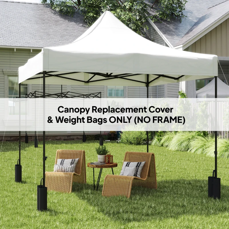 Outsunny 10' x 10' Replacement Canopy Top for Pop Up Canopy Tent with 4 Sand Bags, UPF50+ Protection, White