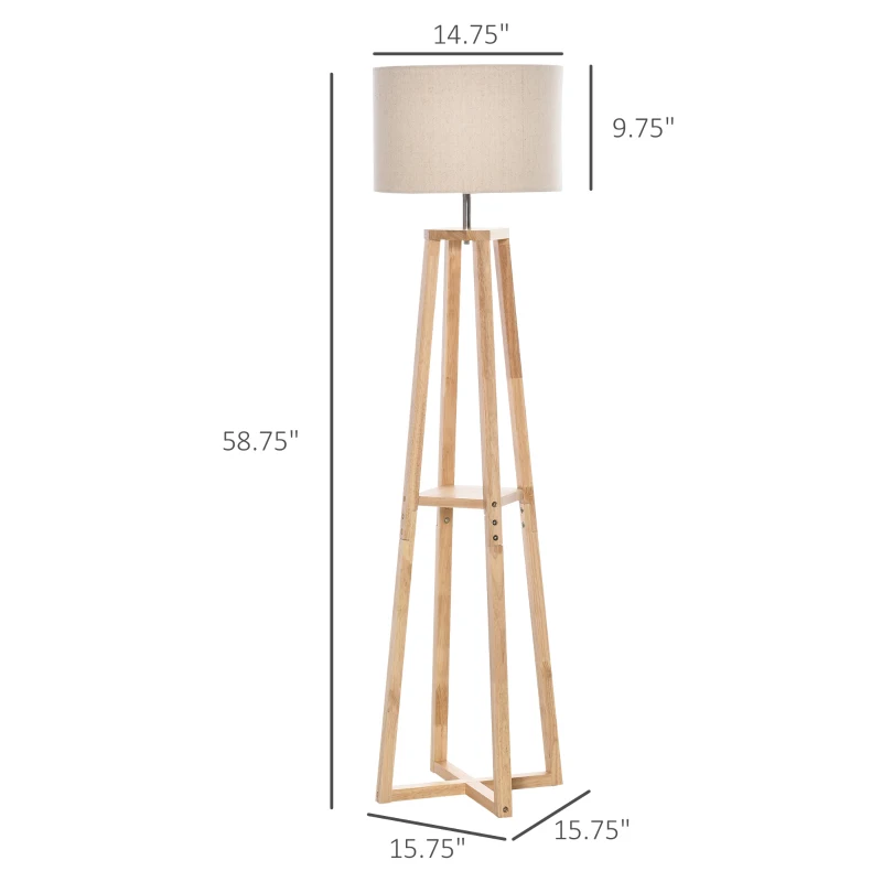 HOMCOM Modern Floor Lamp, Standing Lamp with Drum Lampshade, Foot Switch for Living Room, Bedroom, Office