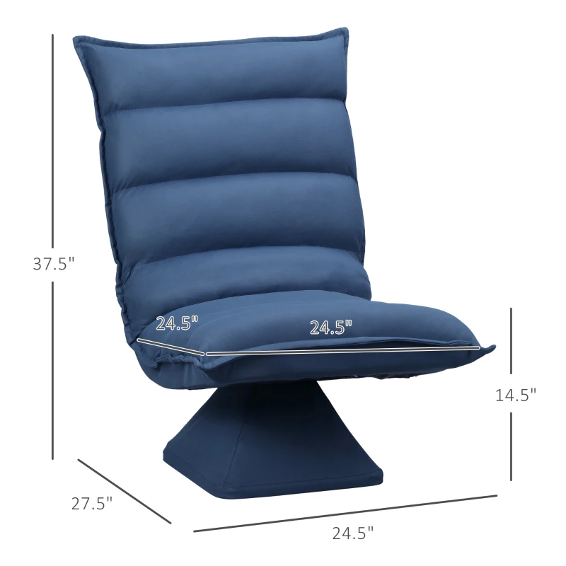 HOMCOM Swivel Floor Chair with Back Support, Microfiber Adjustable Video Gaming Chair for Reading, Lounging, Meditating, Blue