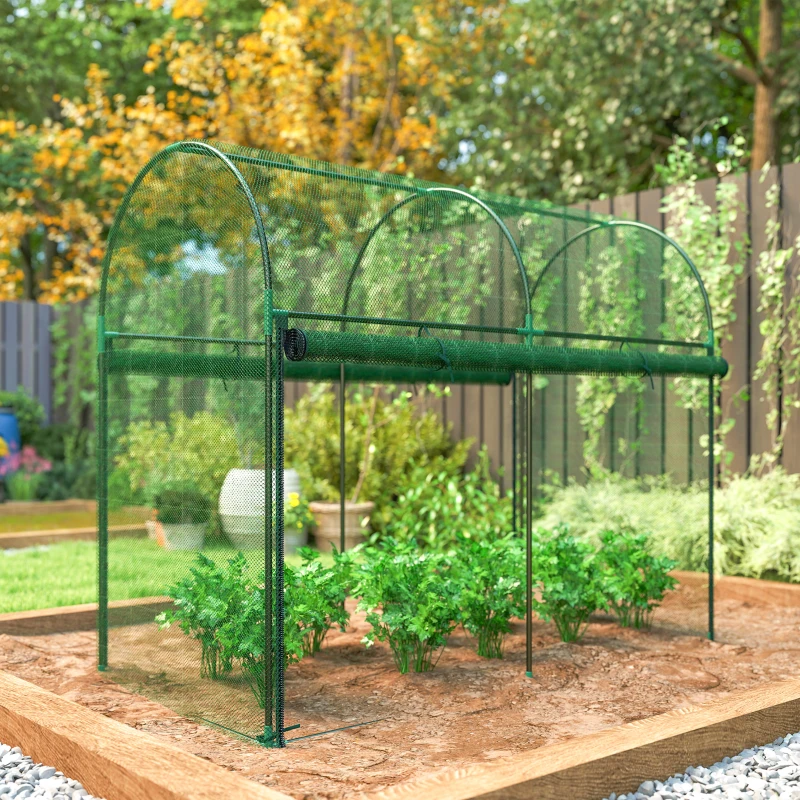 Outsunny Crop Cage, 6' x 3' x 5' Large Plant Protection Tent with Zippered Door, Outdoor Garden Cage, Green