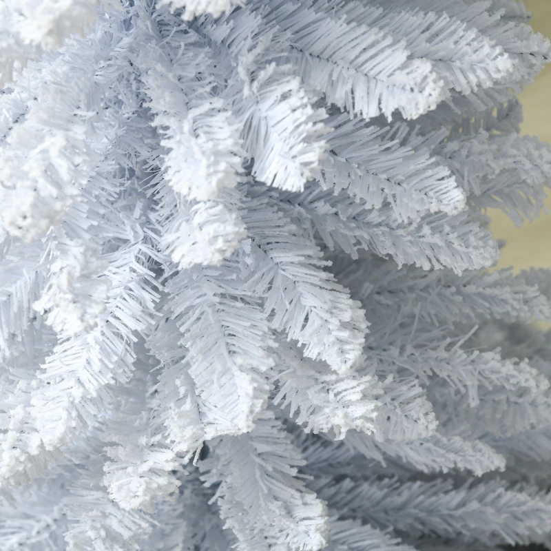 HOMCOM 5' Decorated Christmas Tree Snow Flocked Artificial Christmas Tree with Pencil Shape, Realistic Branches, White