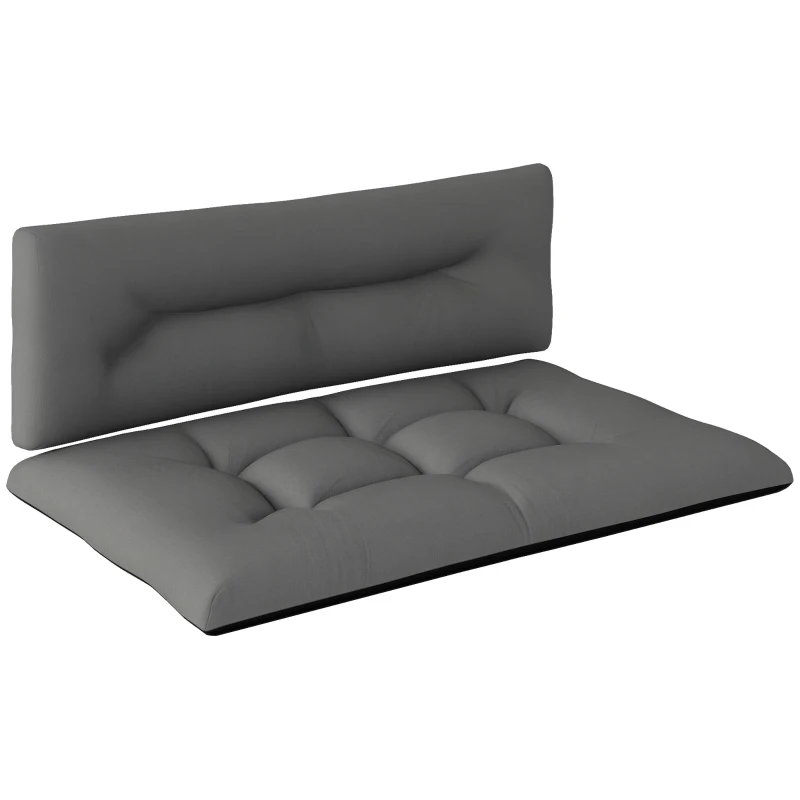Outsunny 2 Seater Pallet Cushions Outdoor 3.9" Thick Replacement Cushions - Tufted Design for Garden, Patio, Black