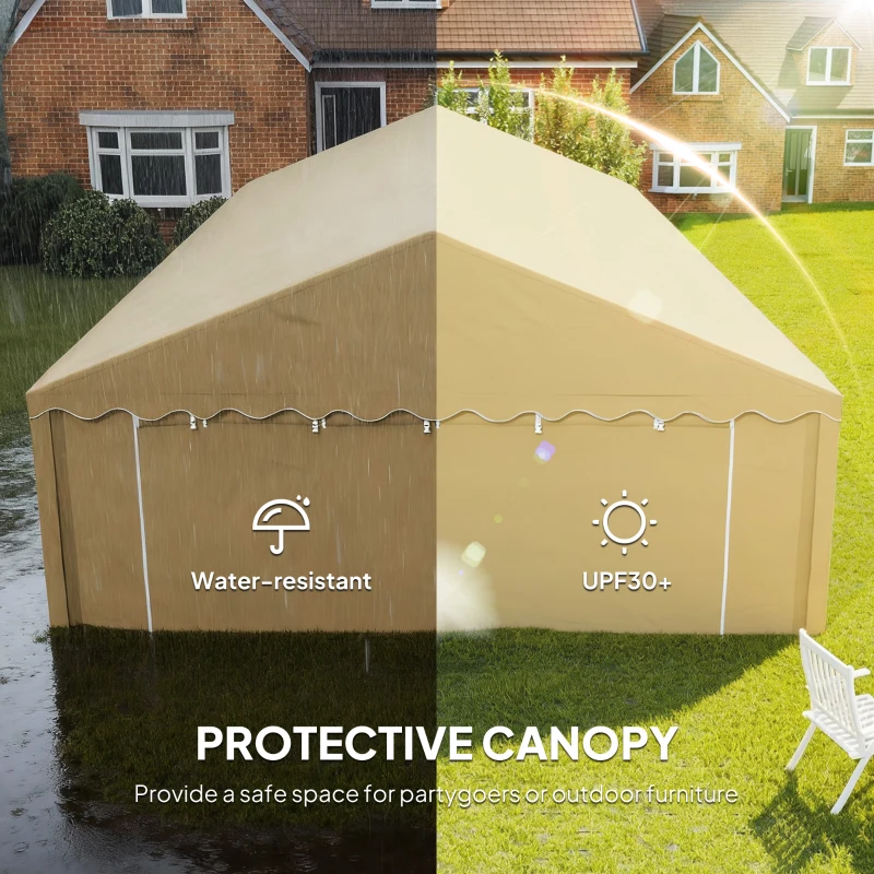 Outsunny 20' x 40' Party Tent, Outdoor Canopy Tent with Removable Sidewalls, 12 Windows for Parties, Wedding, Events, BBQ, Brown