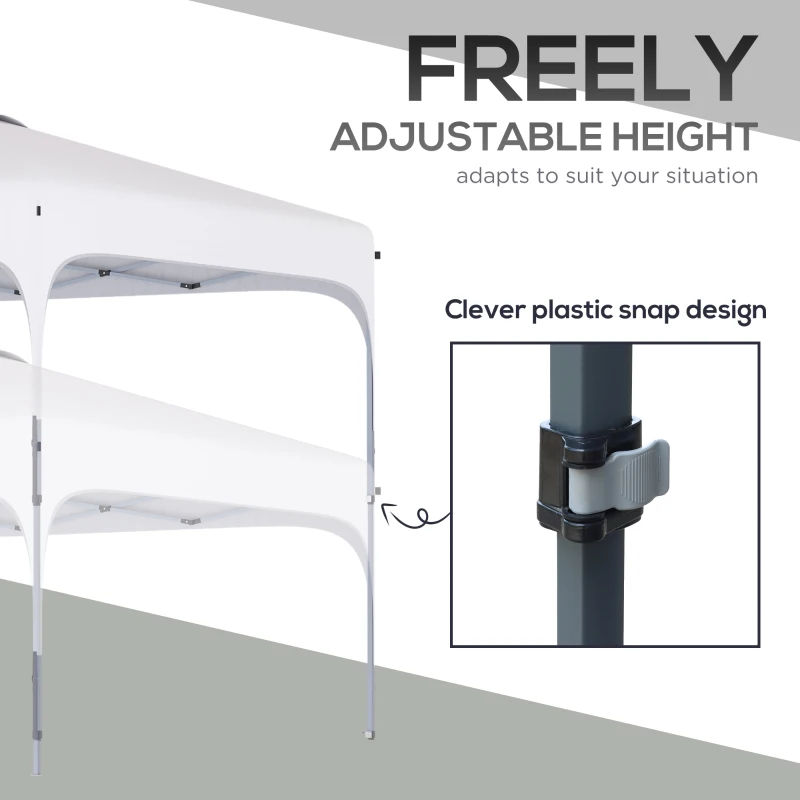 Outsunny 8' x 8' Pop Up Canopy Tent with Wheeled Carry Bag and 4 Sandbags, Instant Sun Shelter, Tents for Parties, Height Adjustable, for Outdoor, Garden, Patio, White