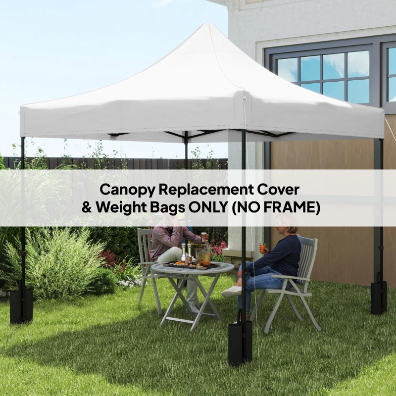 Outsunny 10' x 10' Replacement Canopy Top for Pop Up Canopy Tent with 4 Sand Bags, UPF50+ Protection, White