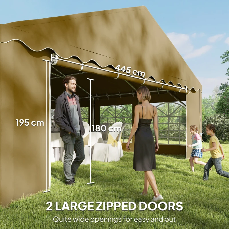 Outsunny 20' x 40' Party Tent, Outdoor Canopy Tent with Removable Sidewalls, 12 Windows for Parties, Wedding, Events, BBQ, Brown