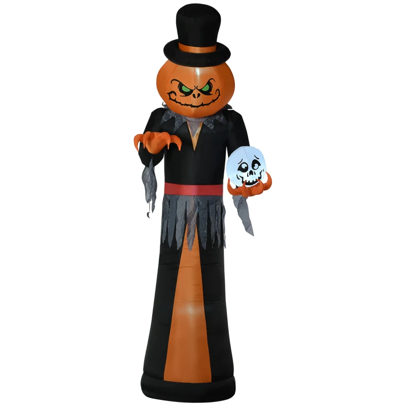 HOMCOM 12ft Halloween Inflatables Outdoor Decorations, Pumpkin Reaper with Skeleton Skull