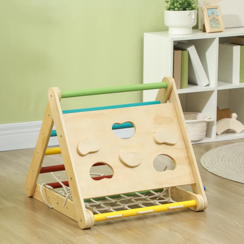 Qaba 5 in 1 Pikler Triangle Set with Slide & Sandbags for Kids 18-48 Months