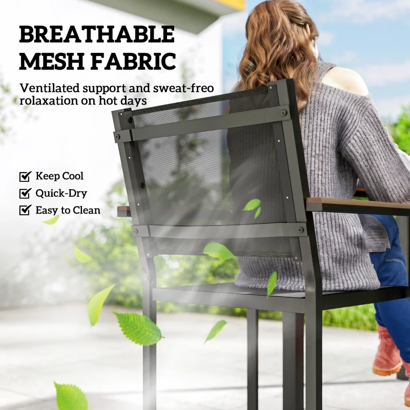 Outsunny Outdoor Dining Set for 4, Patio Table and Chairs Set with 59" Rectangle Acacia Wood Table and 352 LBS Stackable Chairs