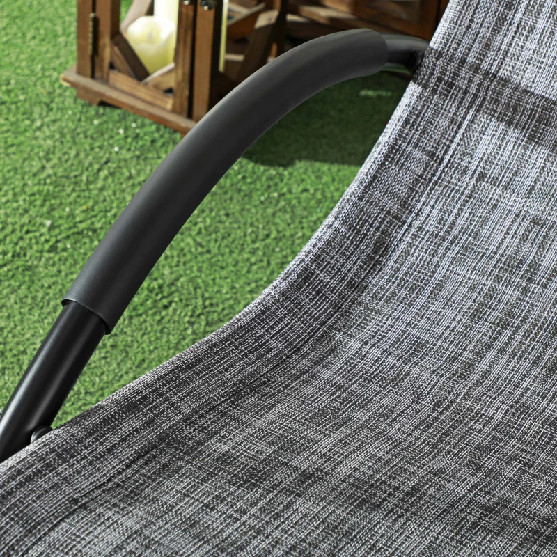 Outsunny Outdoor Patio Rocking Chair, Porch Rocker for Sun Tanning with Pillow and Armrests for Lawn, Beach, Gray