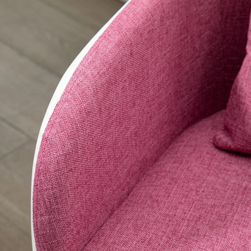 Vinsetto Office Chair, Lumbar Massage Desk Chair with Barrel Chair Armrests, USB Powered Massage, Mid-Back, 360 Swivel, Throw Pillow, Adjustable Height, Pink