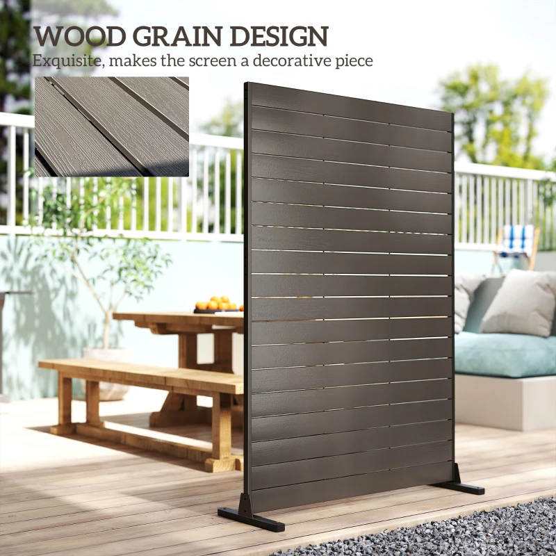 Outsunny HDPE Outdoor Privacy Screen, 47.2"W x 68.5"H Decorative Privacy Fence Screen with Stand and 6 Panels, Brown