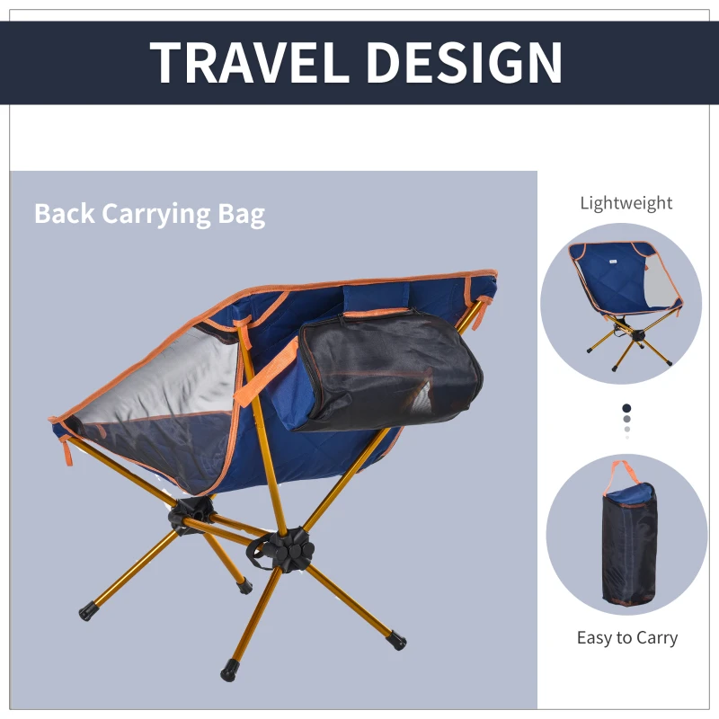Outsunny 1 Piece Compact Camping Folding Chair, Padded Outdoor Chair with Portable Carry Bag, Easy Set Up, for Hiking Fishing Trip Beach