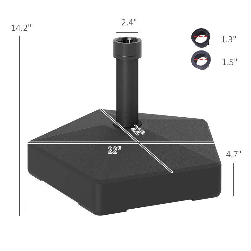 Outsunny Patio Umbrella Base Holder, Heavy Duty Outdoor Umbrella Stand Base, Black