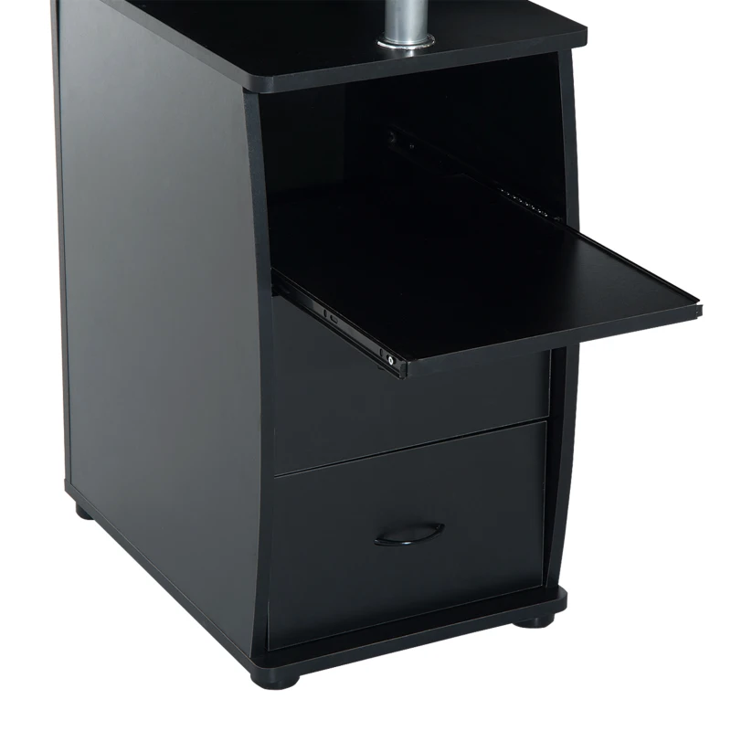 HOMCOM Multi-Function Computer Desk Home Office Workstation with Sliding Keyboard Tray, Elevated Shelf, Drawers and CPU Stand, Black