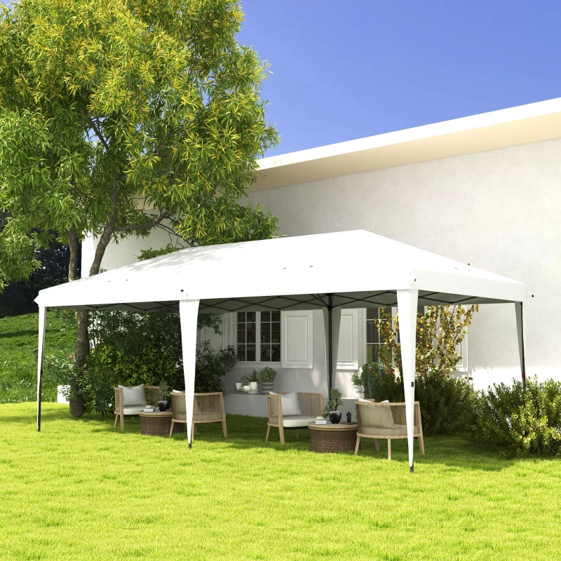 Outsunny 10' x 19.2' Outdoor Gazebo Pop Up Canopy Party Tent with Carrying Bag, White