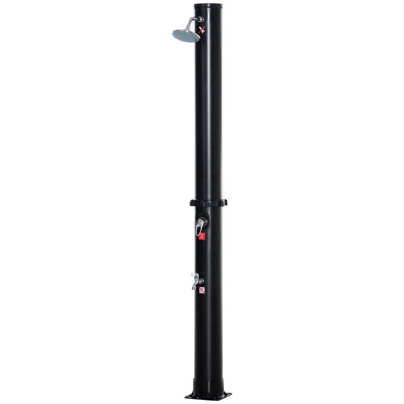 Outsunny 7 FT Solar Heated Shower with Free-Rotating Shower Head, Temperature Adjustment & Foot Shower, 2-Section Outdoor Shower for Backyard Poolside Beach Pool Spa, 9.2 Gallon