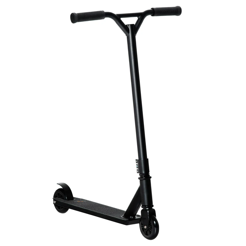Aosom Stunt Scooter, Pro Scooter, Entry Level Freestyle Scooter w/ Lightweight Alloy Deck for 14 Years and Up Teens, Adults, Black