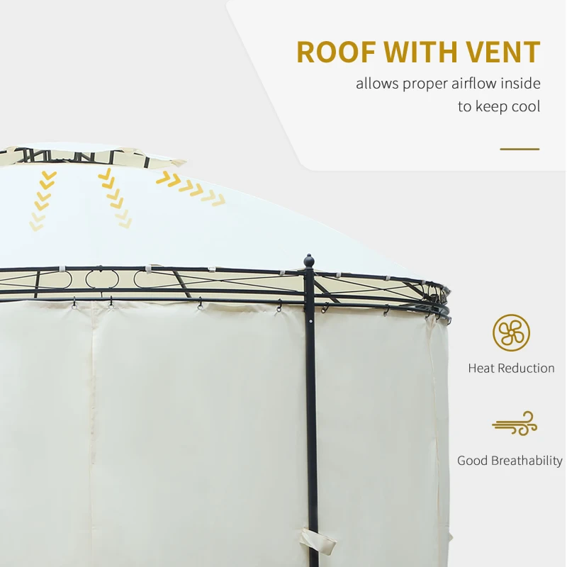 Outsunny 11.5' Patio Gazebo, Outdoor Gazebo Canopy Shelter with Curtains, Romantic Round Double Roof, Solid Steel Frame for Garden, Lawn, Backyard and Deck, Cream White