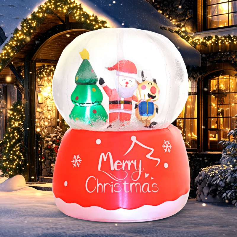 Outsunny 5.5FT Inflatable Christmas Crystal Ball, Xmas Blow Up Decoration with LED Lights for Indoor, Outdoor, Yard, Party