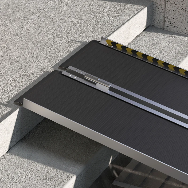 HOMCOM FSA/HSA Eligible Wheelchair Ramp, 8FT Foldable Threshold Ramp, Aluminum Handicap Ramp with Non-Slip Surface, Transition Plates Above and Below for Home, Doorways, Steps, 600lbs Capacity