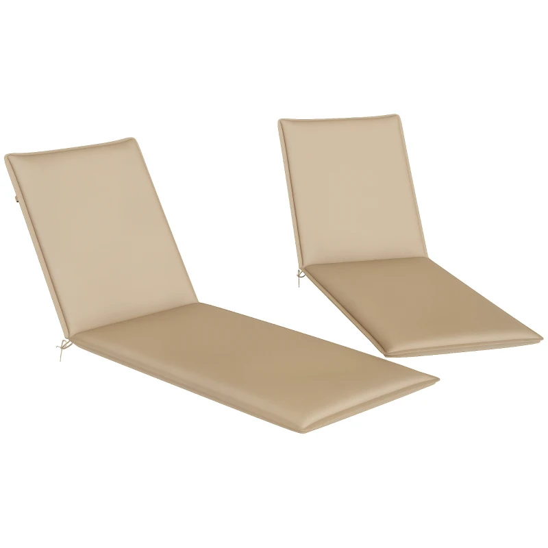 Outsunny Foldable Chaise Lounge Cushion Set of 2, Outdoor Lounge Chair Cushion Set, UPF50+ 200gsm Fabric, 76" x 23", Beige