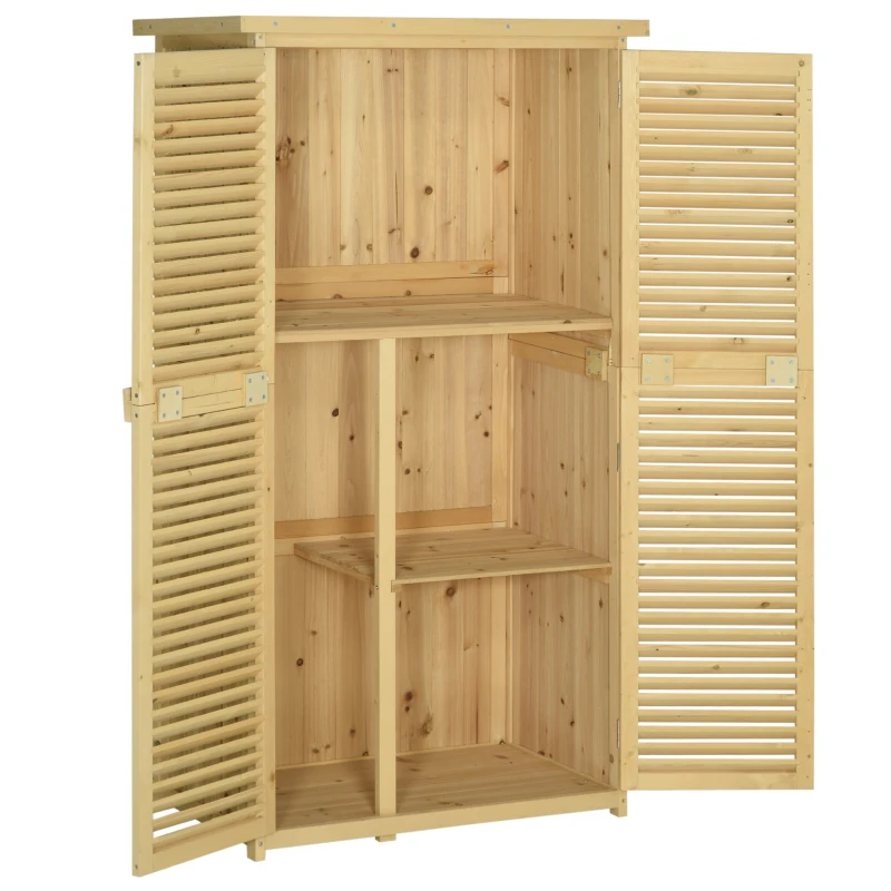 Outsunny 5' x 3' Wooden Garden Storage Shed, Sheds & Outdoor Storage with Asphalt Roof & 2 Large Wood Doors with Lock, Natural