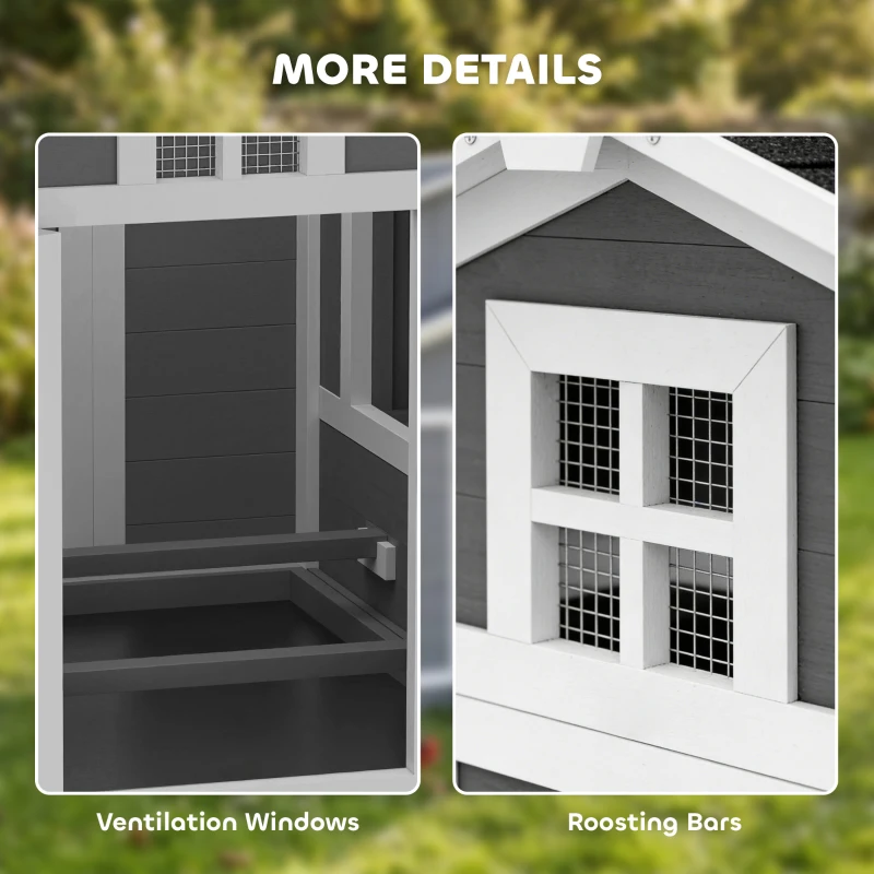 PawHut Chicken Coop for 2 Chickens, Wooden Hen House with Nesting Box, Pull-Out Tray, Ventilation Windows