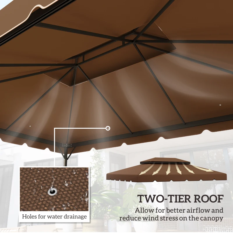 Outsunny Model 84C-101 or 84C-144 13' x 10' Gazebo Replacement Canopy, Gazebo Top with Double Vented Roof (TOP ONLY), Coffee