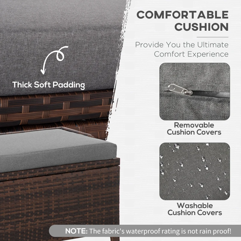 Outsunny 38 Gallon Outdoor Wicker Storage Bench Deck Box, PE Rattan Patio Furniture Pool Storage Bin Container with Interior Waterproof Cloth Bag and Comfortable Cushion, Cream White