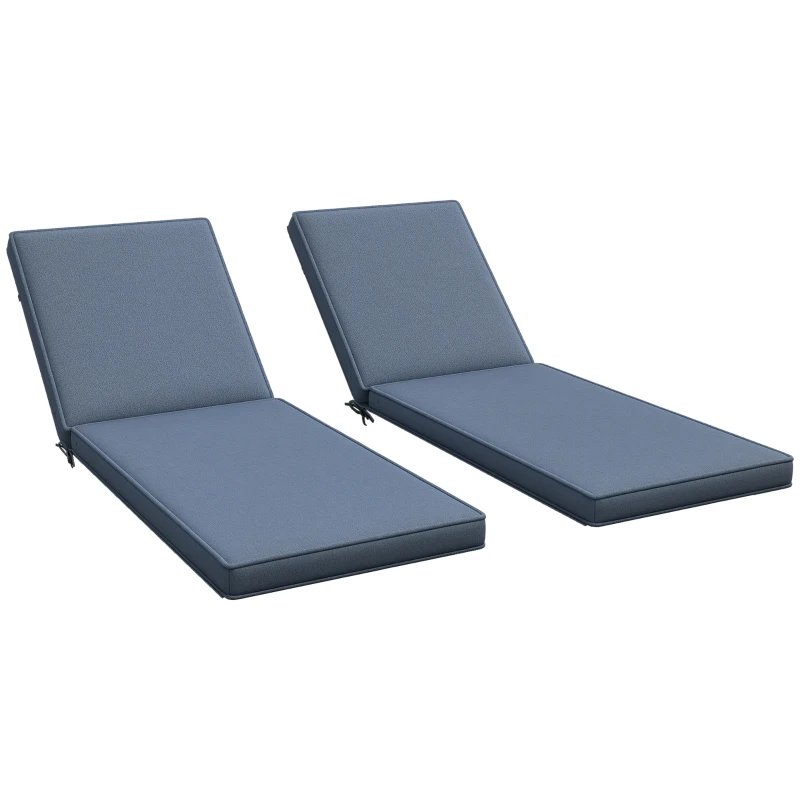 Outsunny 2-Piece Patio Chair Cushions with Backrests, Replacement Cushions for Outdoor Lounge Chair, Sky Blue