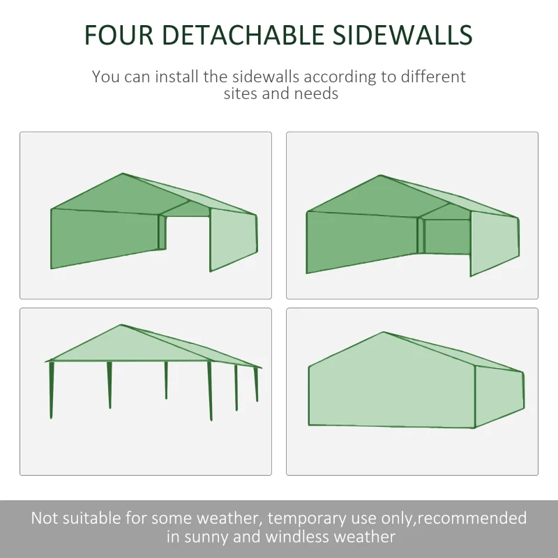 Outsunny 20' x 10' Outdoor Party Tent Gazebo Wedding Canopy with Removable Mesh Sidewalls, Green