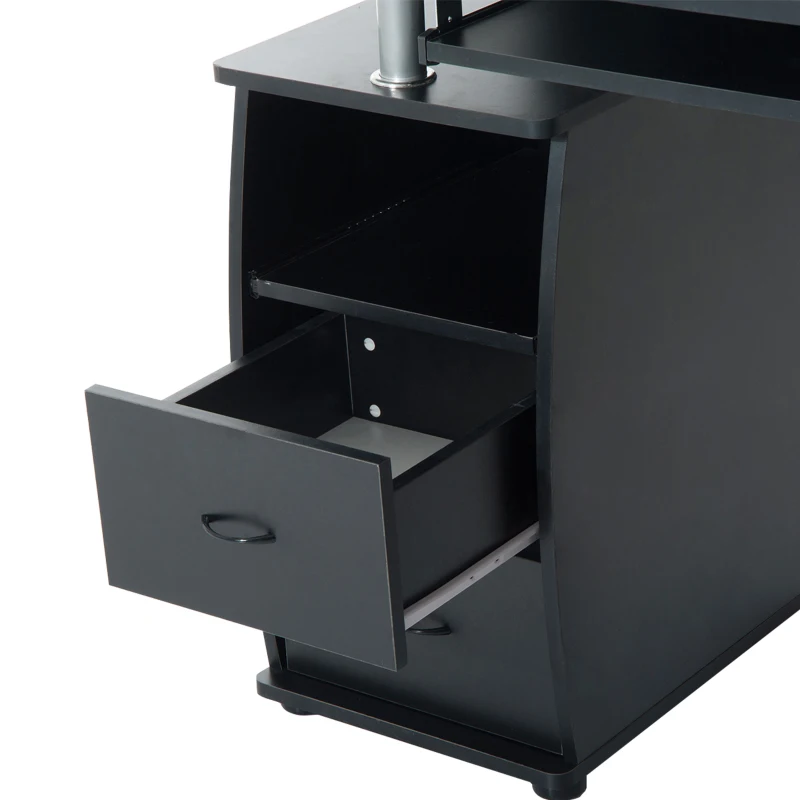 HOMCOM Multi-Function Computer Desk Home Office Workstation with Sliding Keyboard Tray, Elevated Shelf, Drawers and CPU Stand, Black