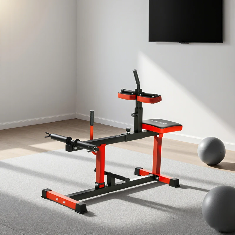 Soozier Adjustable Steel Seated Calf Raise Exercise Strength Training Gym Equipment, Red