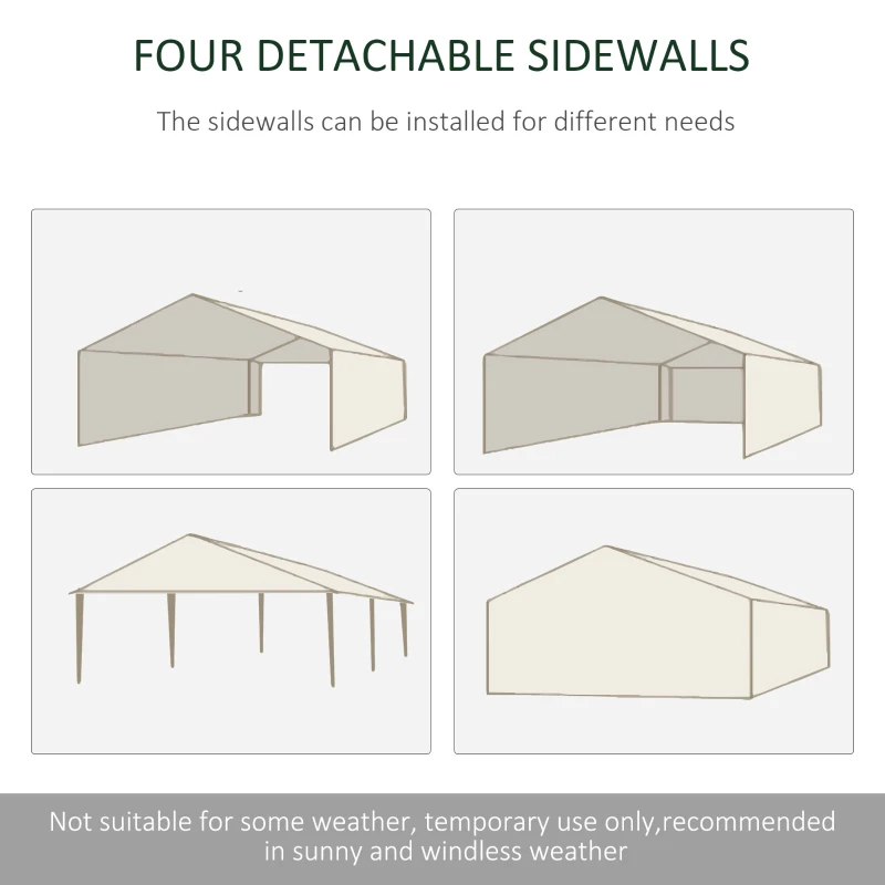 Outsunny 20' x 10' Outdoor Party Tent Gazebo Wedding Canopy with Removable Mesh Sidewalls, White