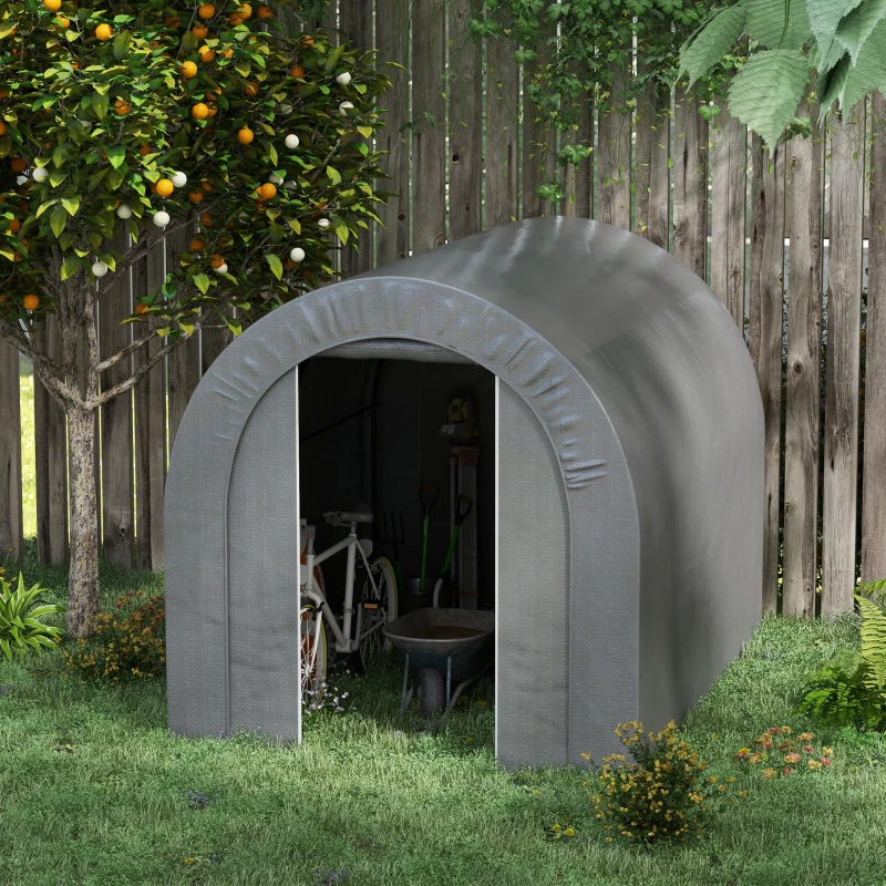 Outsunny Galvanized Metal 6' x 8' Outdoor Storage Tent, Heavy Duty and Waterproof Portable Shed, for Bike, Motorcycle, Tools