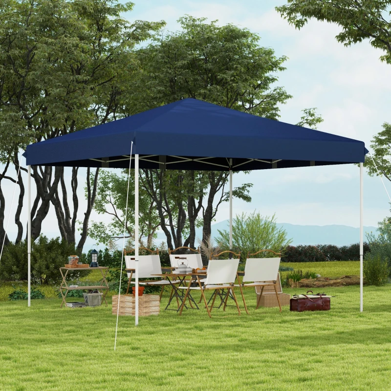 Outsunny 13' x 13' Pop Up Canopy Tent with Height Adjustable for Outdoor, Garden, Patio, Dark Blue
