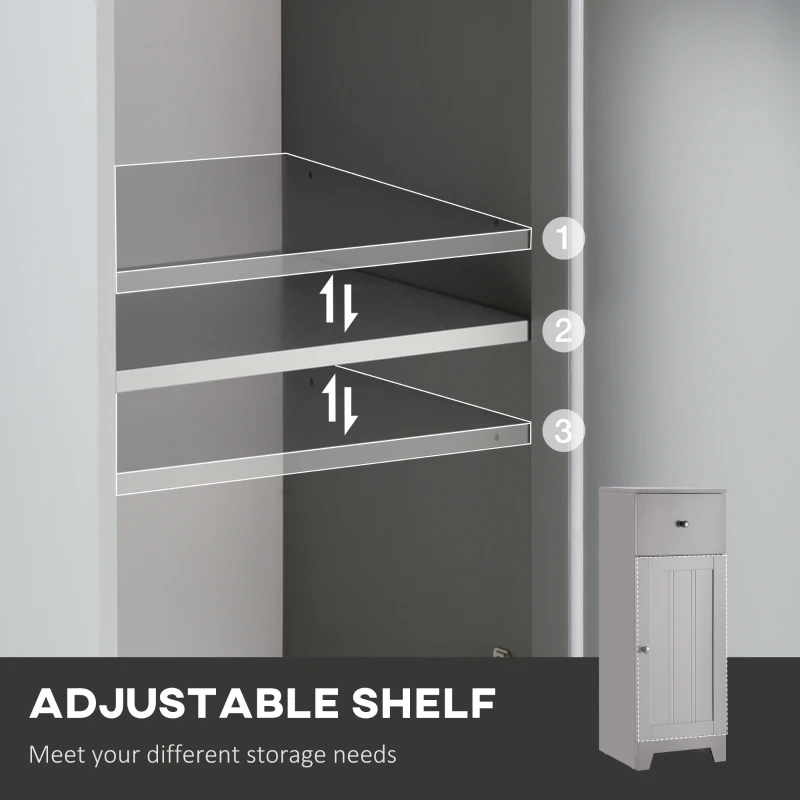 kleankin Short Bathroom Storage Cabinet, Cabinet Organizer with 1 Drawer and Adjustable Shelf for Living Room, Gray