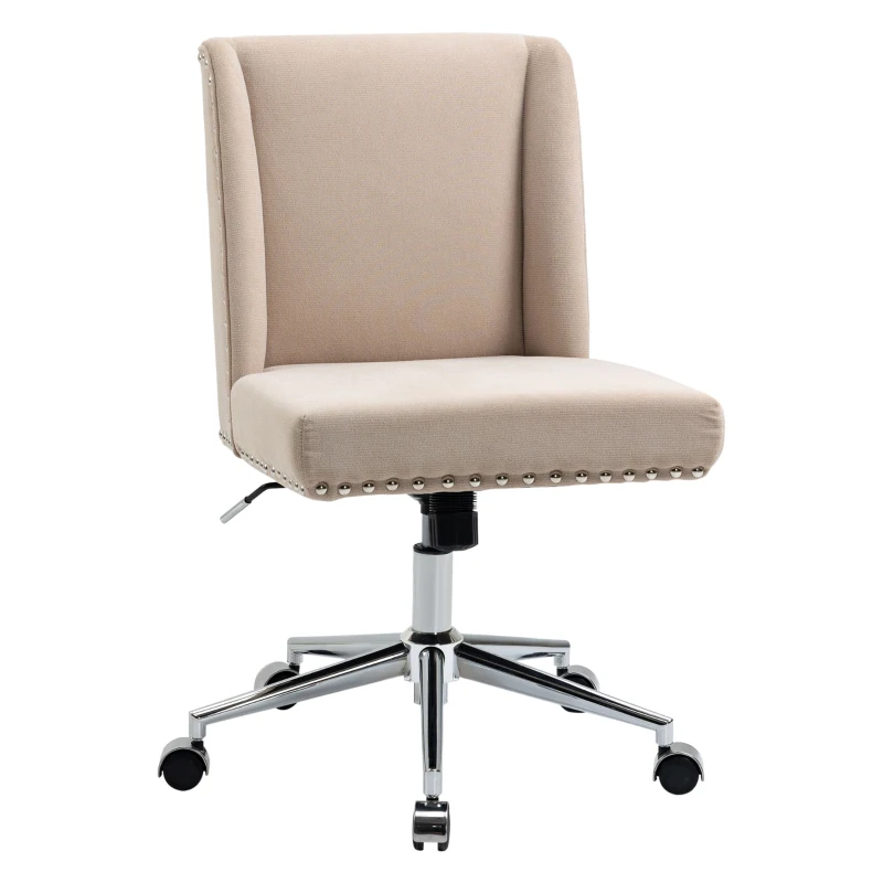 Vinsetto Mid Back Home Office Chair, Task Chair with Tilt, 360° Swivel, Padded Desk Chair with Adjustable Height, Beige