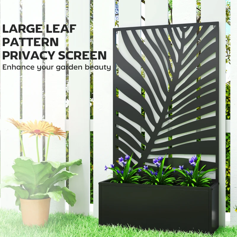 Outsunny Metal Garden Bed with Trellis for Climbing Plants, Freestanding or Wall Mounted Flower Bed for Garden, Patio, Balcony