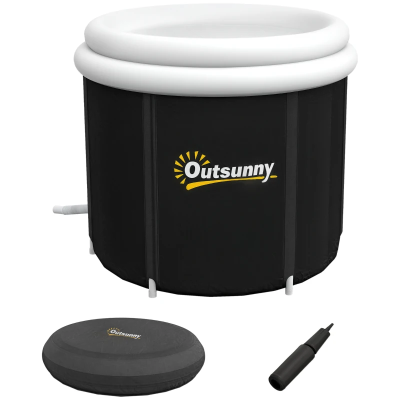 Outsunny Cold Plunge Tub, Portable Ice Bath Cold Water Therapy Tub with Thermo Lid, for Athletes Recovery, Black