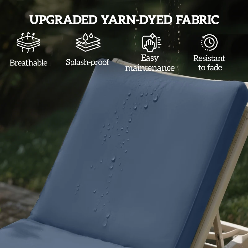 Outsunny 2-Piece Patio Chair Cushions with Backrests, Replacement Cushions for Outdoor Lounge Chair, Sky Blue