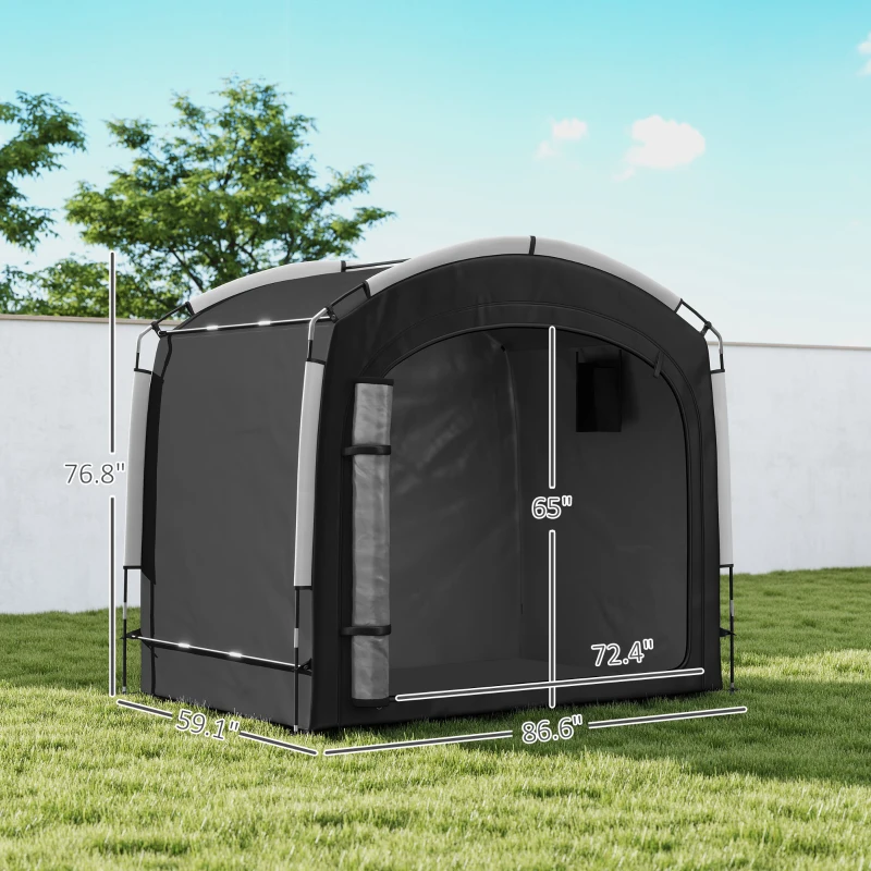 Outsunny Bike Storage Shed Tent, Portable and Waterproof with 210D Oxford Fabric and Carry Bag for 3-4 Bicycles, Black