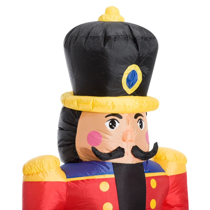 HOMCOM 6’ Christmas Inflatable Nutcracker Toy Soldier, Outdoor Blow-Up Yard Decoration with LED Lights Display