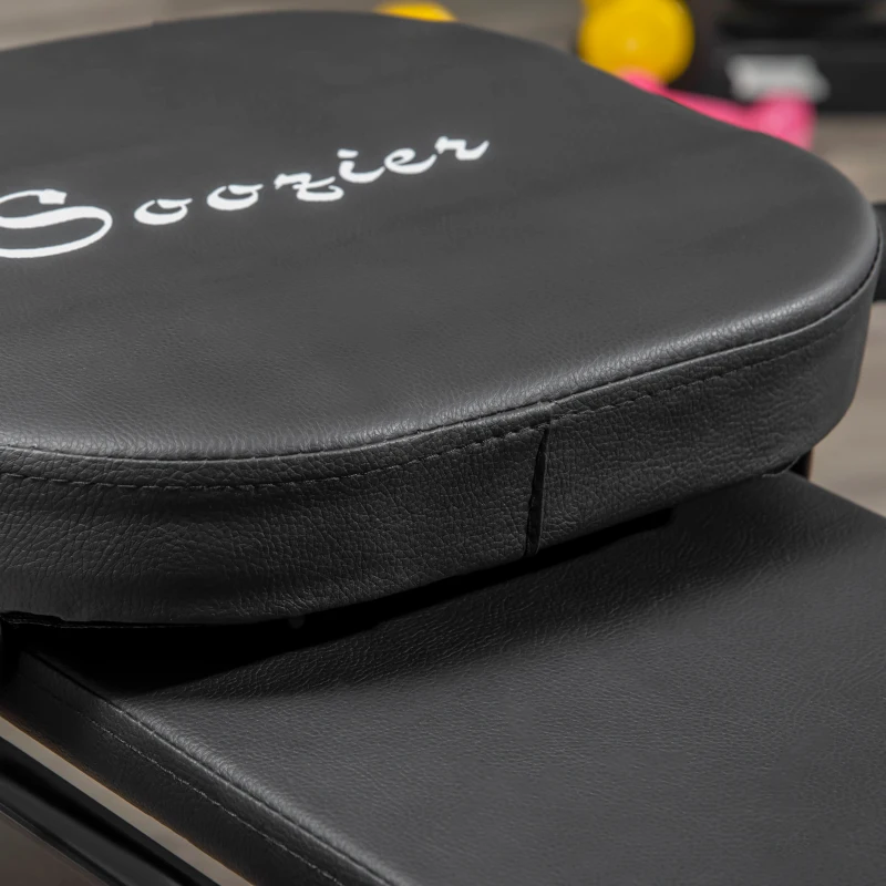 Soozier Multi-Purpose Ab Workout Equipment, Foldable Ab Machine, Adjustable Sit Up Bench & Weight Bench, Abdominal Cruncher with Resistance Bands & LCD Display