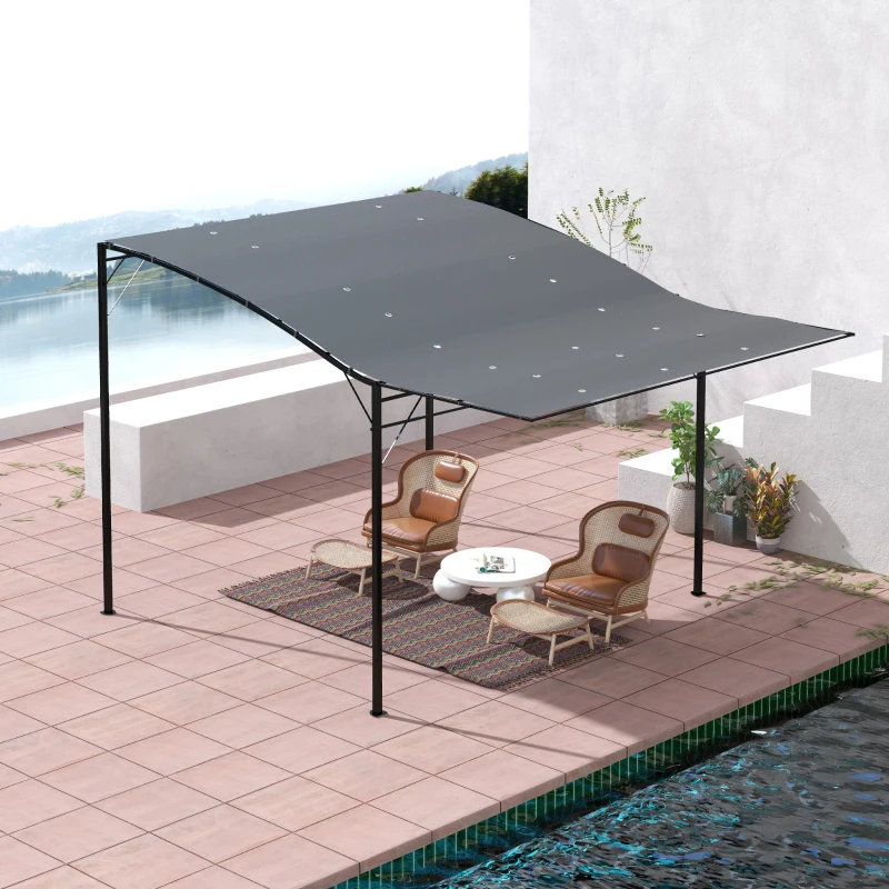Outsunny 10' x 8' Outdoor Pergola and Patio Gazebo for Garden, Camper, Deck, Doors and Windows, Dark Gray