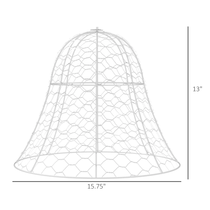 Outsunny 6 Pack Garden Cloches for Plants, 16" x 13" Metal Crop Cage, Plant Cages to Keep Animals Out, White
